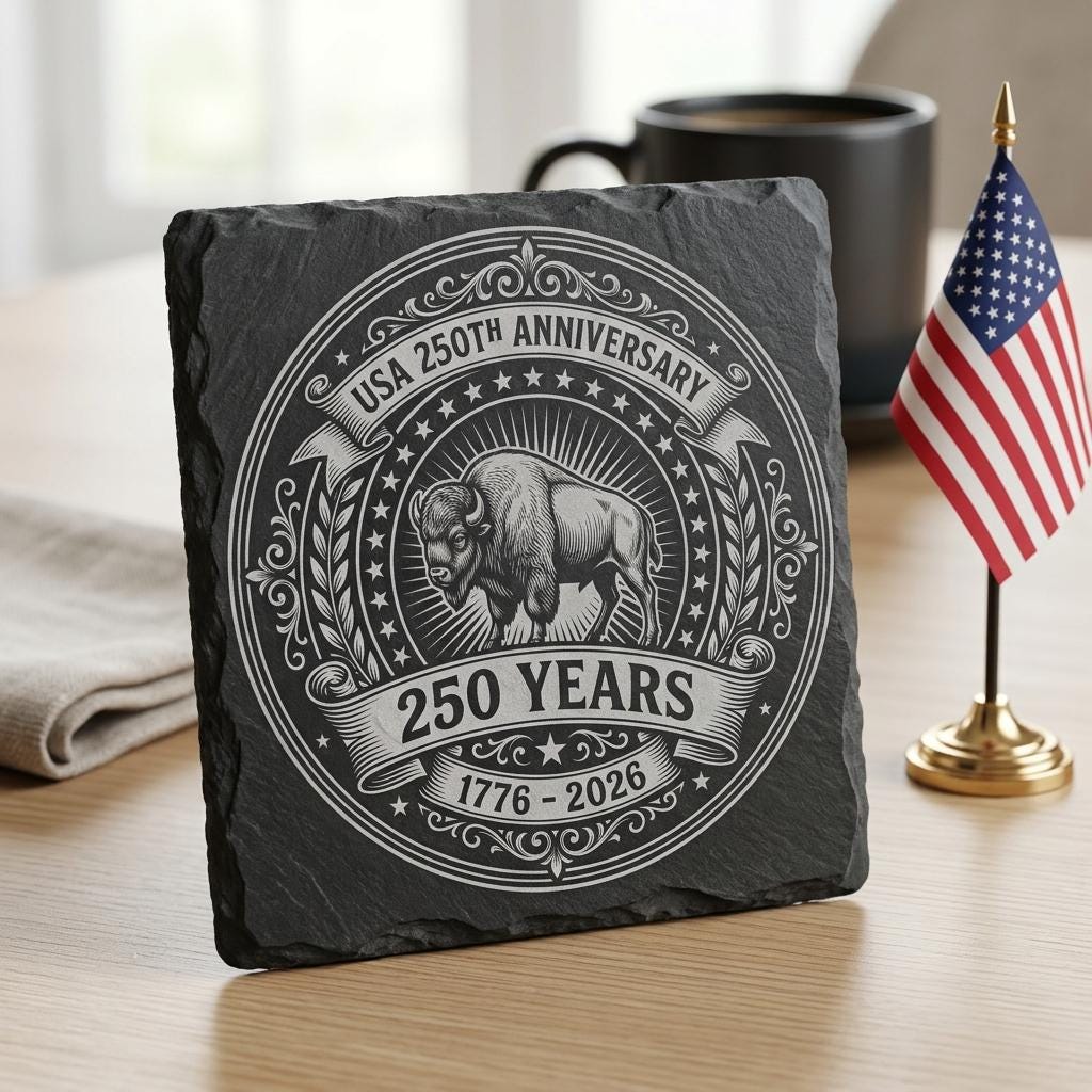 USA 250th Anniversary Patriotic Slate Coaster Engraving Files, 10 PNG Set