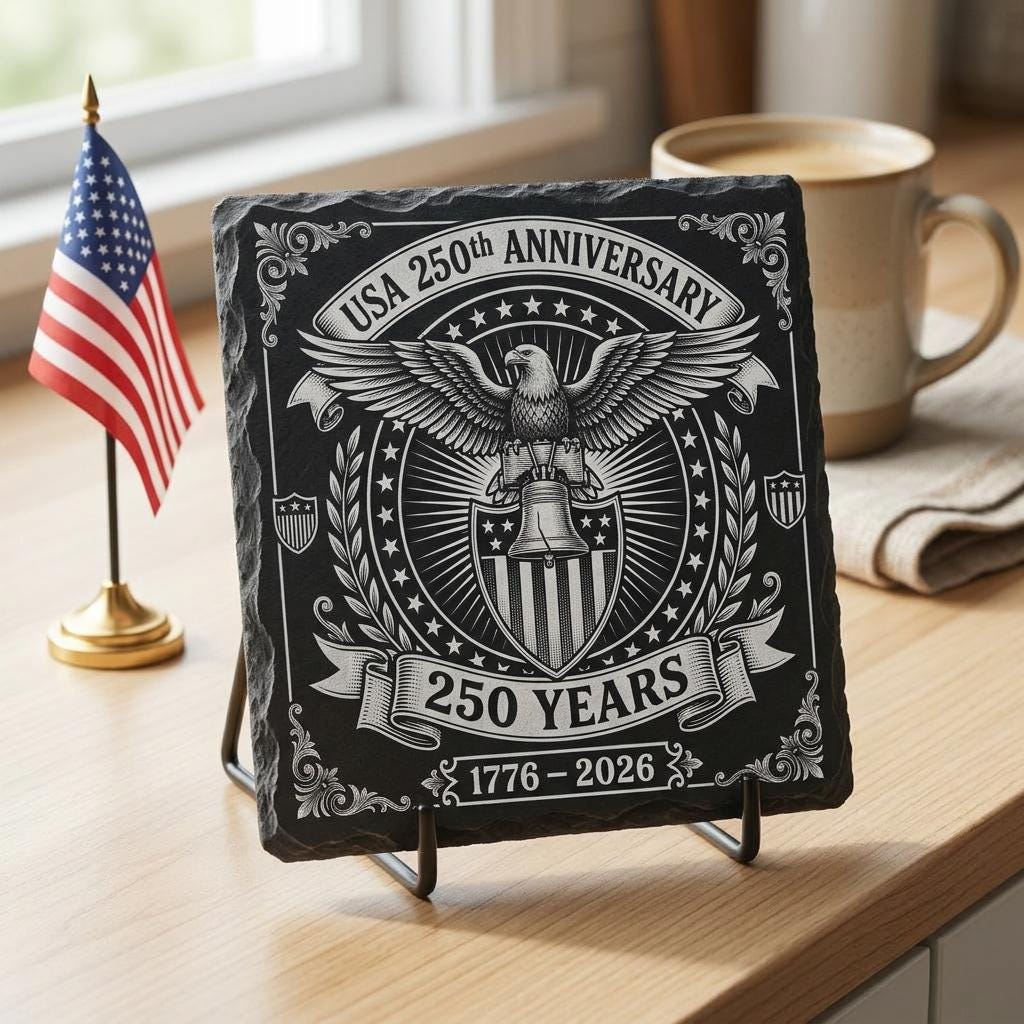 USA 250. patriotisches Lasergravur-PNG-Paket, Liberty-Bell-Schieferuntersetzer – Bild 2