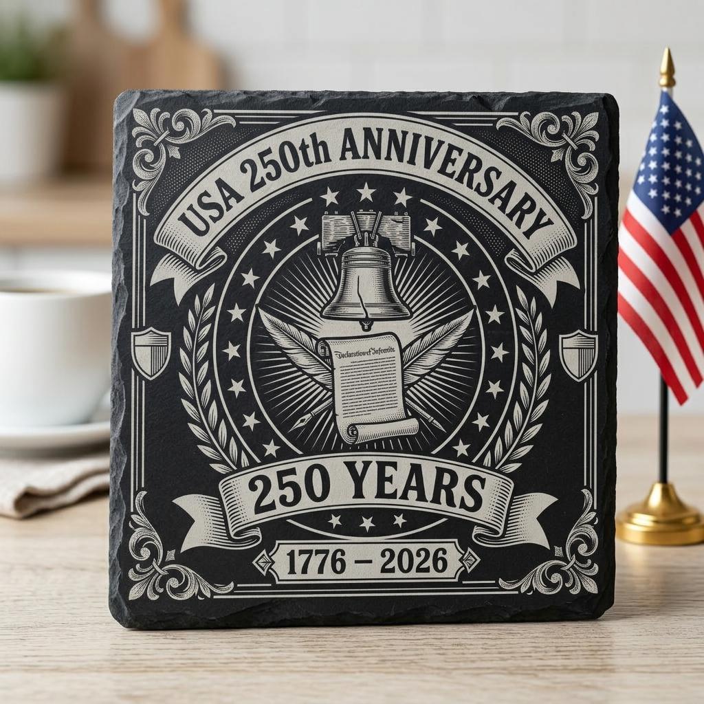 USA 250. patriotisches Lasergravur-PNG-Paket, Liberty-Bell-Schieferuntersetzer – Bild 5