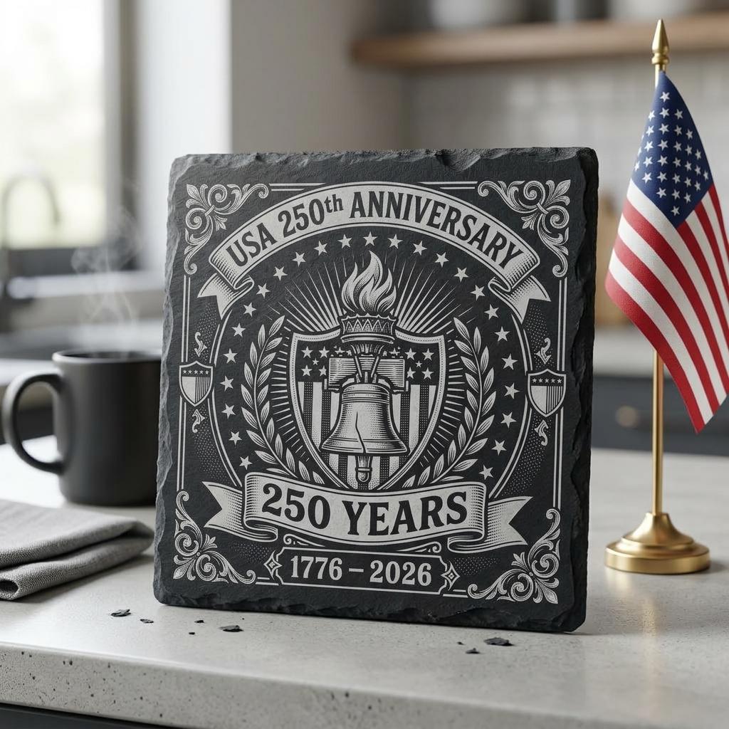USA 250. patriotisches Lasergravur-PNG-Paket, Liberty-Bell-Schieferuntersetzer – Bild 7