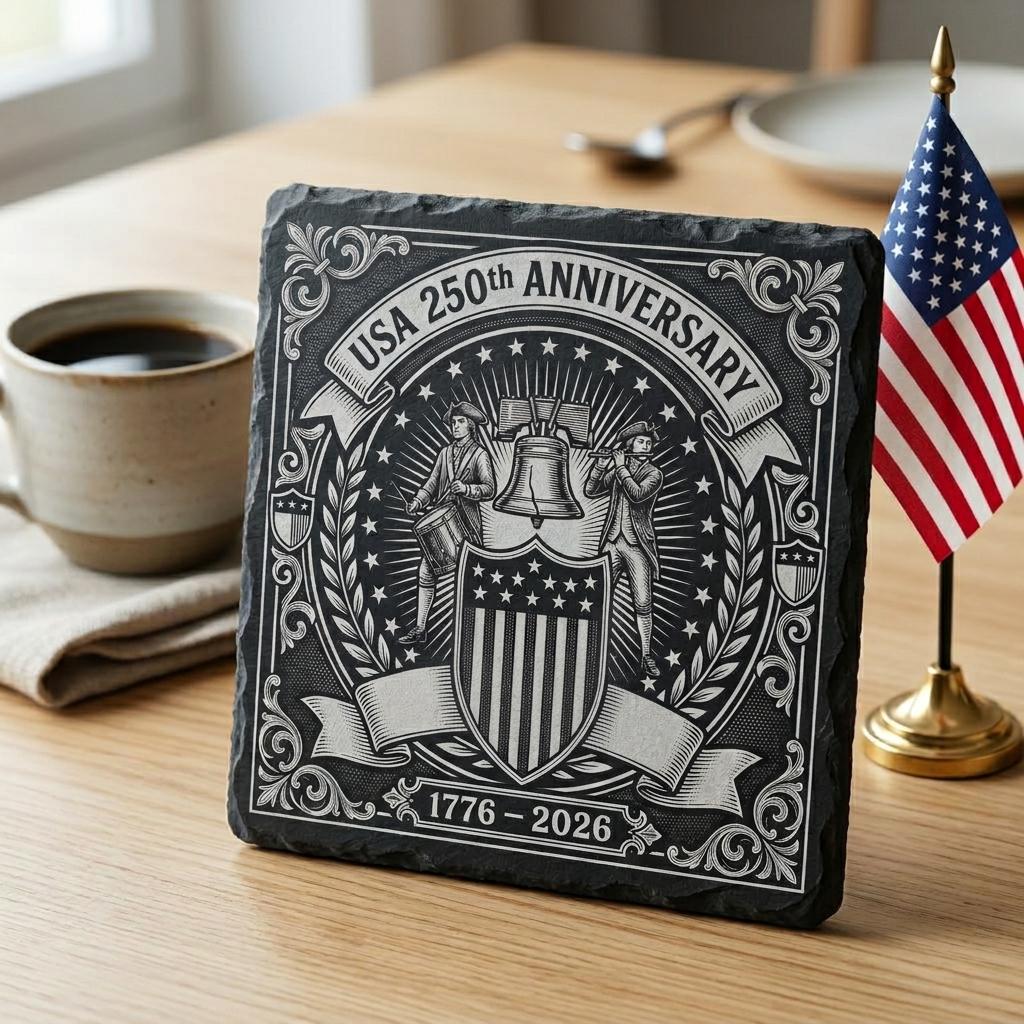 USA 250. patriotisches Lasergravur-PNG-Paket, Liberty-Bell-Schieferuntersetzer – Bild 8