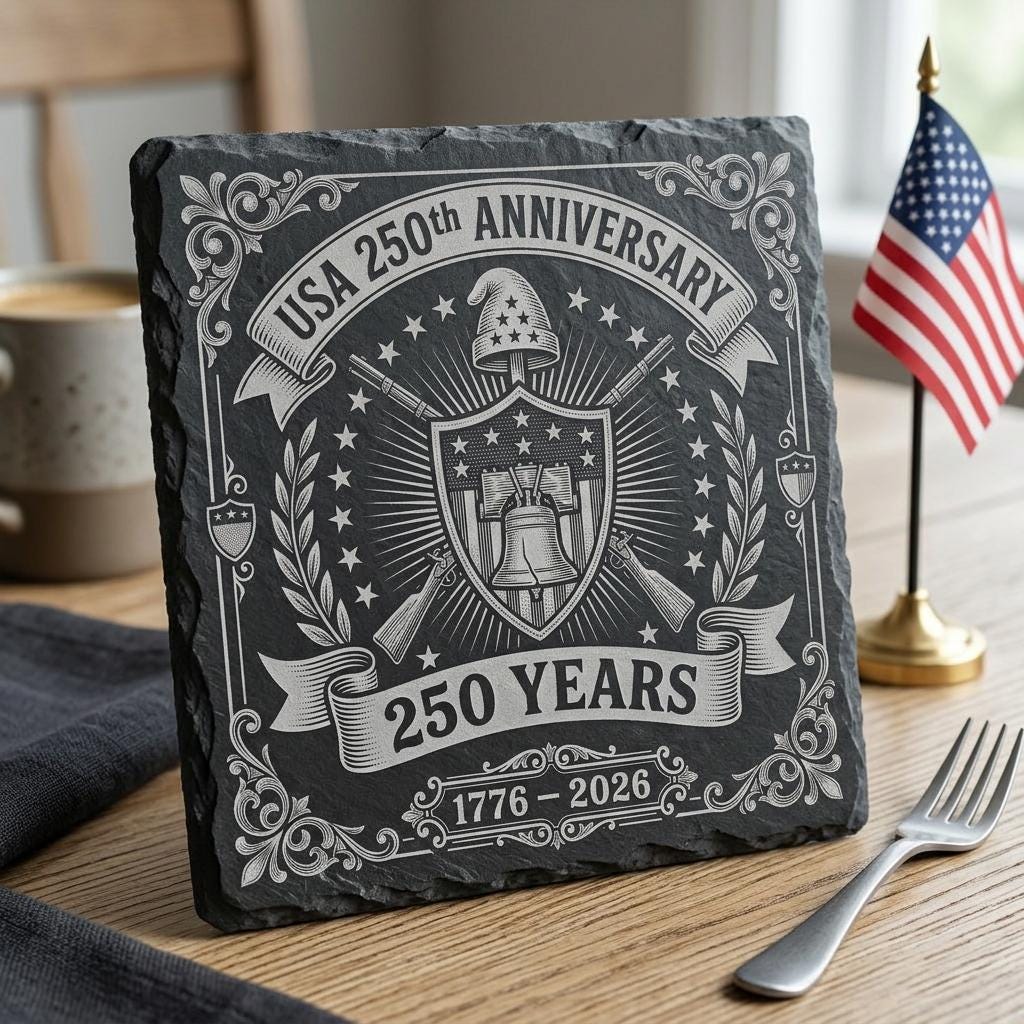 USA 250. patriotisches Lasergravur-PNG-Paket, Liberty-Bell-Schieferuntersetzer – Bild 9