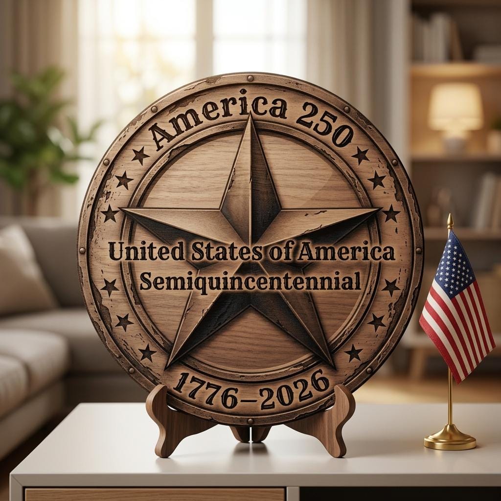 USA 250th PNG, 3D Illusion Laser Engraving, Rustic Americana Wood Decor Bundle