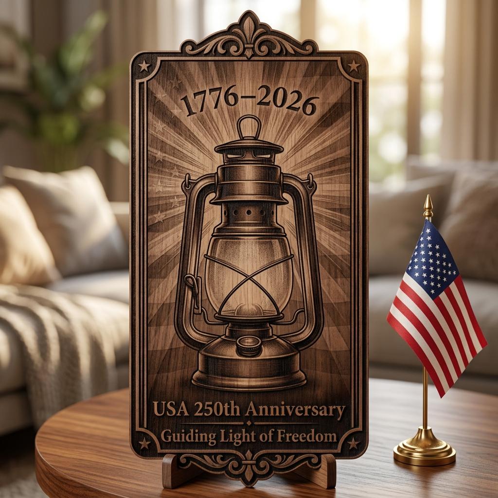 USA 250th PNG, 3D Illusion Laser Engraving, Rustic Americana Wood Decor Bundle