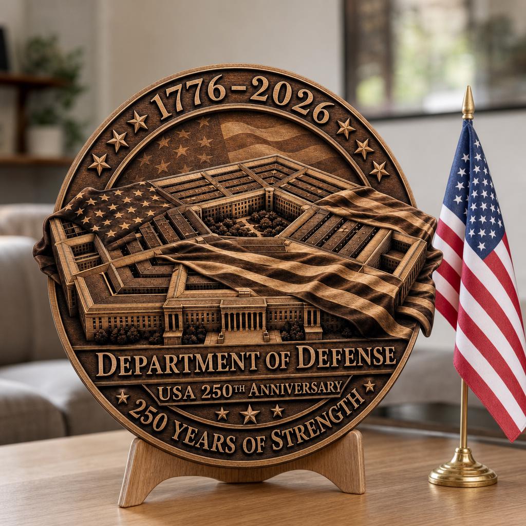 250th Anniversary Military Seals 3D Illusion, Laser Engraving Wood Plaque PNG