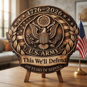 250th Anniversary Military Seals 3D Illusion, Laser Engraving Wood Plaque PNG