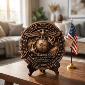 250th Anniversary Military Seals 3D Illusion, Laser Engraving Wood Plaque PNG