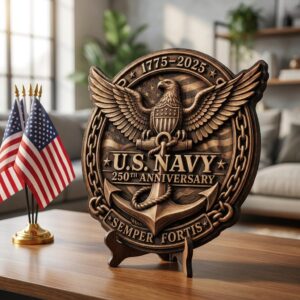 250th Anniversary Military Seals 3D Illusion, Laser Engraving Wood Plaque PNG