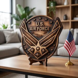 250th Anniversary Military Seals 3D Illusion, Laser Engraving Wood Plaque PNG