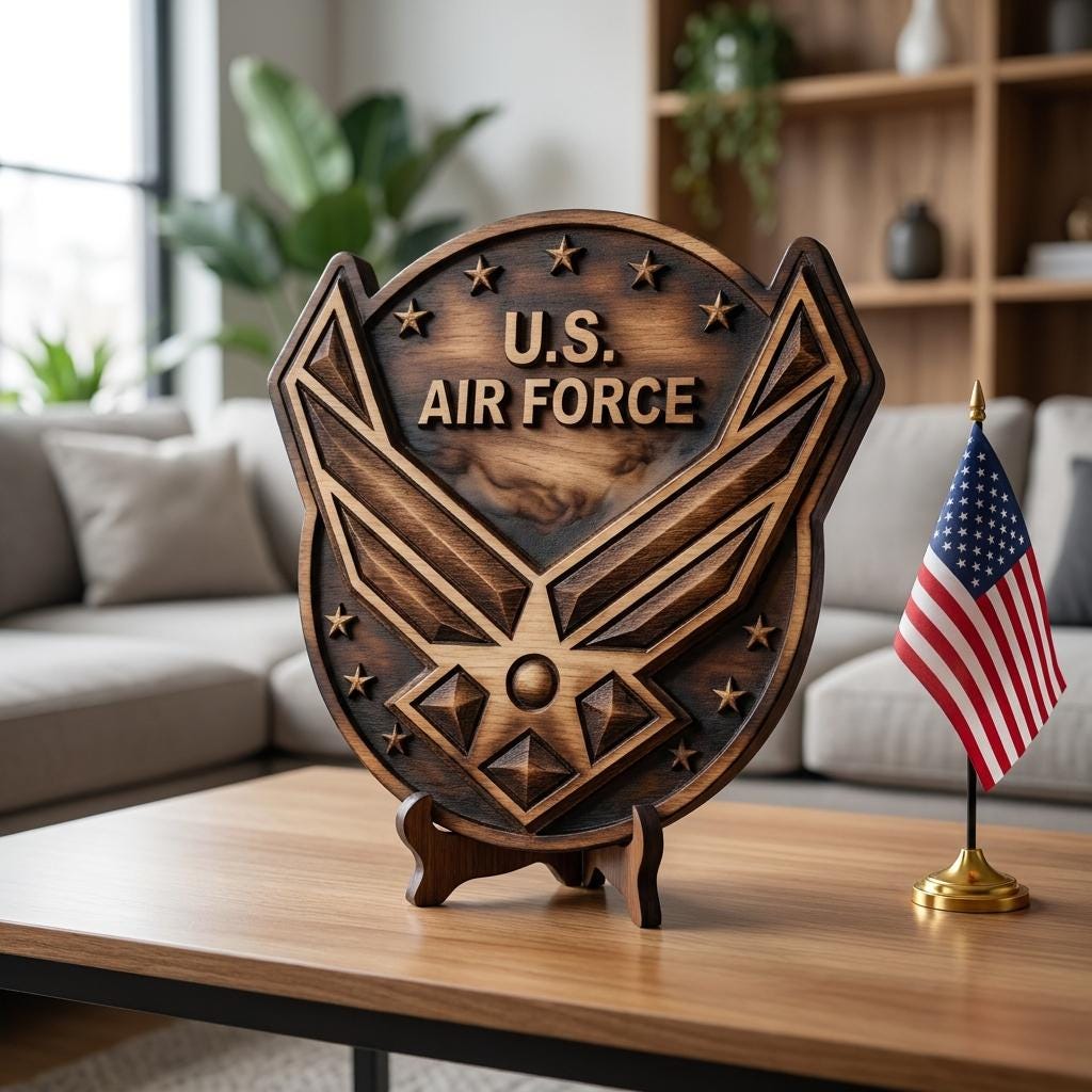 250th Anniversary Military Seals 3D Illusion, Laser Engraving Wood Plaque PNG
