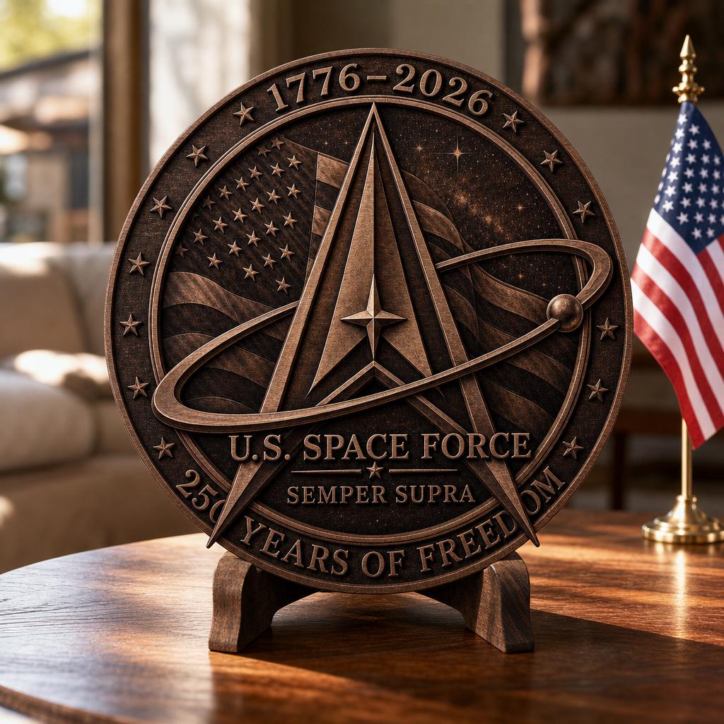 250th Anniversary Military Seals 3D Illusion, Laser Engraving Wood Plaque PNG