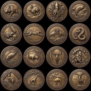 3D Apex Predator Challenge Coin Depth Map, Wildlife Relief PNG for Laser