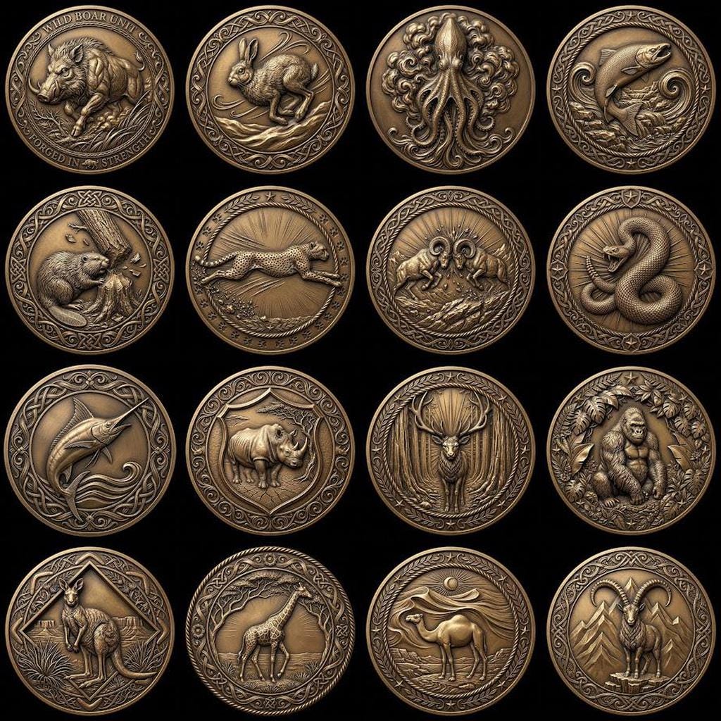 3D Apex Predator Challenge Coin Depth Map, Wildlife Relief PNG for Laser