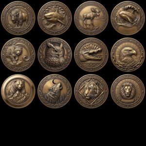 3D Apex Predator Challenge Coin Depth Map, Wildlife Relief PNG for Laser