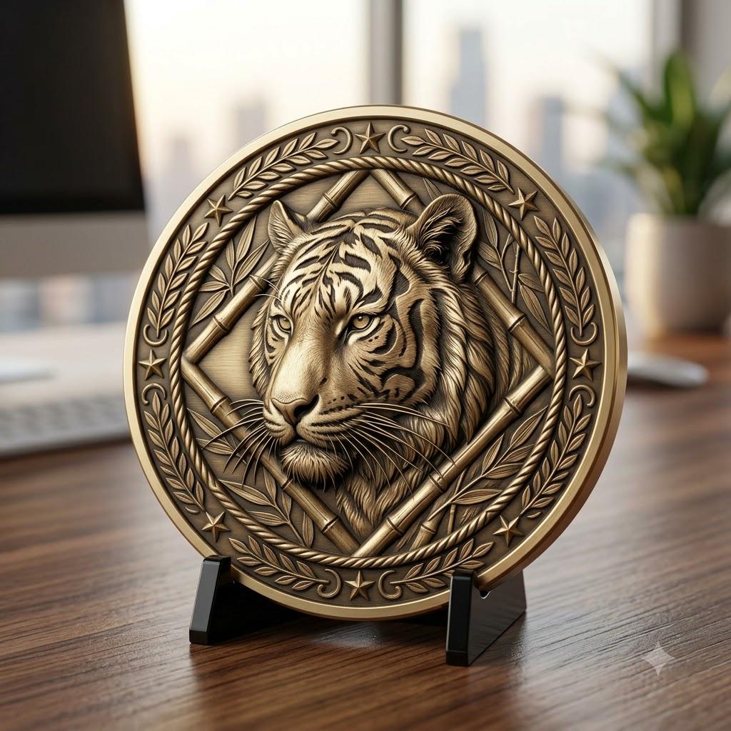 3D Apex Predator Challenge Coin Depth Map, Wildlife Relief PNG for Laser
