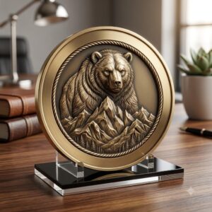 3D Apex Predator Challenge Coin Depth Map, Wildlife Relief PNG for Laser