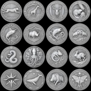 3D Apex Predator Challenge Coin Depth Map, Wildlife Relief PNG for Laser