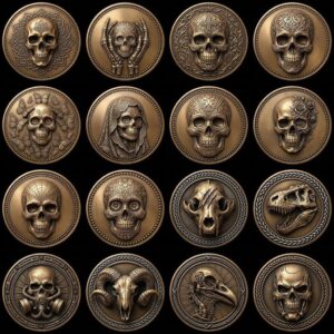 3D Coin Engraving Depth Map, Viking Biker Skull Laser File, Relief PNG Bundle