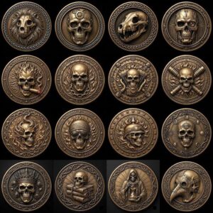 3D Coin Engraving Depth Map, Viking Biker Skull Laser File, Relief PNG Bundle