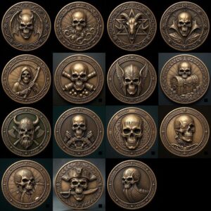 3D Coin Engraving Depth Map, Viking Biker Skull Laser File, Relief PNG Bundle