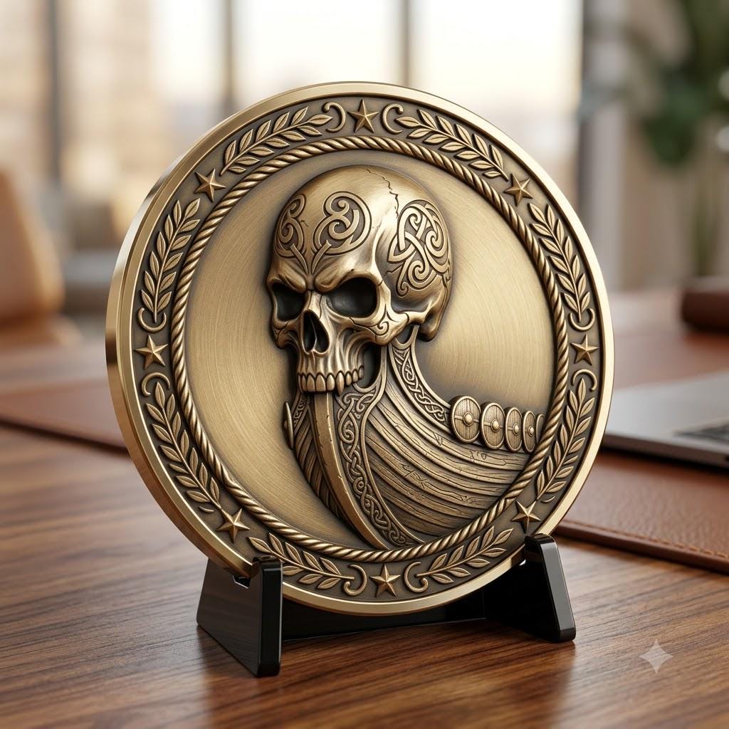 3D Coin Engraving Depth Map, Viking Biker Skull Laser File, Relief PNG Bundle