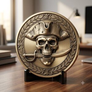 3D Coin Engraving Depth Map, Viking Biker Skull Laser File, Relief PNG Bundle