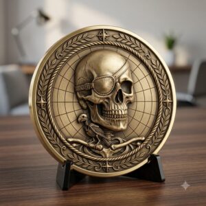 3D Coin Engraving Depth Map, Viking Biker Skull Laser File, Relief PNG Bundle