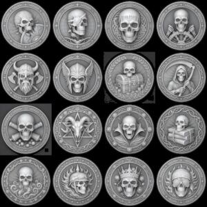3D Coin Engraving Depth Map, Viking Biker Skull Laser File, Relief PNG Bundle
