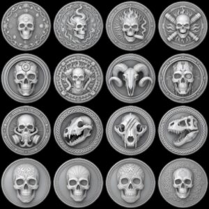 3D Coin Engraving Depth Map, Viking Biker Skull Laser File, Relief PNG Bundle