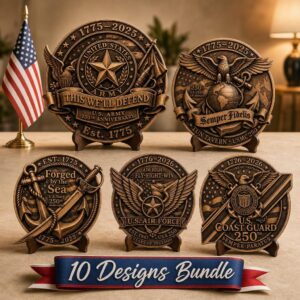 3D Illusion Military Laser Engraving PNG, Patriotic Armed Forces Seals Bundle
