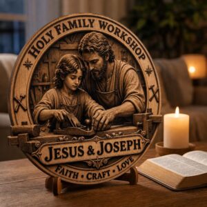 3D Illusion Nativity Laser Engraving, Jesus Christian Plaque Sign Design