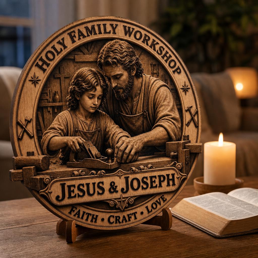 3D Illusion Nativity Laser Engraving, Jesus Christian Plaque Sign Design