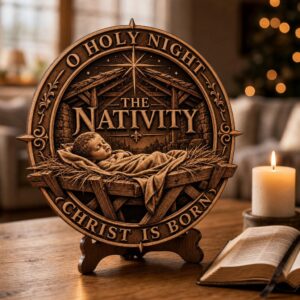 3D Illusion Nativity Laser Engraving, Jesus Christian Plaque Sign Design