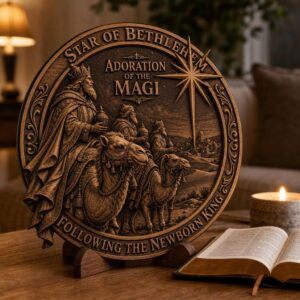 3D Illusion Nativity Laser Engraving, Jesus Christian Plaque Sign Design
