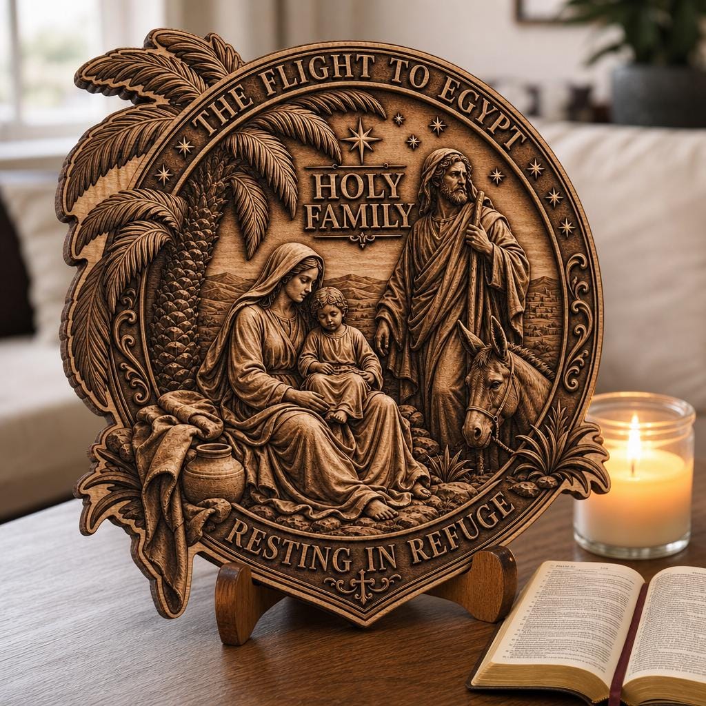 3D Illusion Nativity Laser Engraving, Jesus Christian Plaque Sign Design