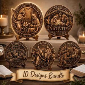 3D Illusion Nativity Scene, Jesus Laser Engraving File for Wood Plaque