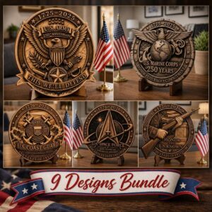 3D Patriotic Laser Engraving, USA Military Emblem Wood Sign PNG Bundle
