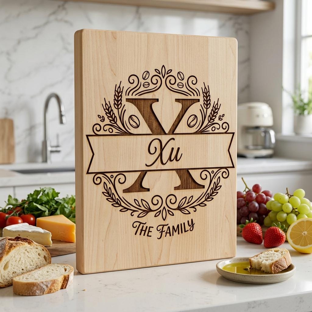 Alphabet Monogram Engraving Pack, Custom Family Name Logo for Serving Boards