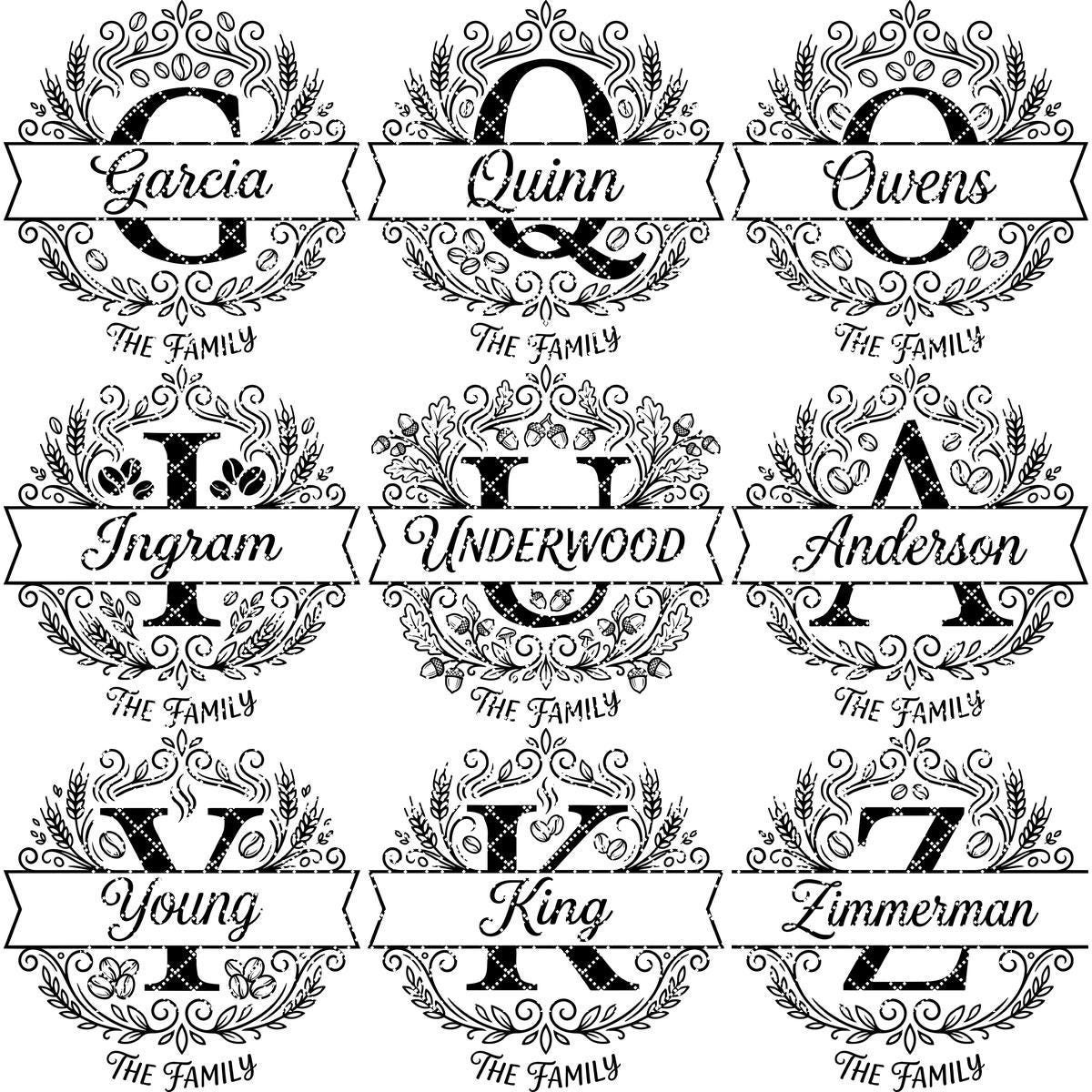 Alphabet Monogram Engraving Pack, Custom Family Name Logo for Serving Boards