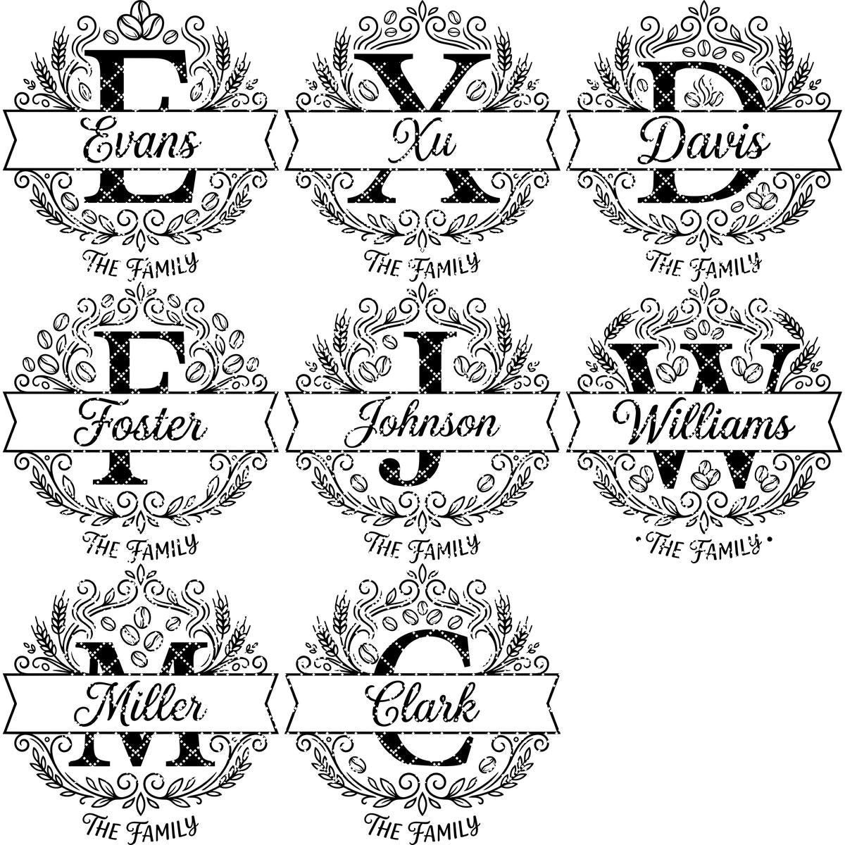 Alphabet Monogram Engraving Pack, Custom Family Name Logo for Serving Boards