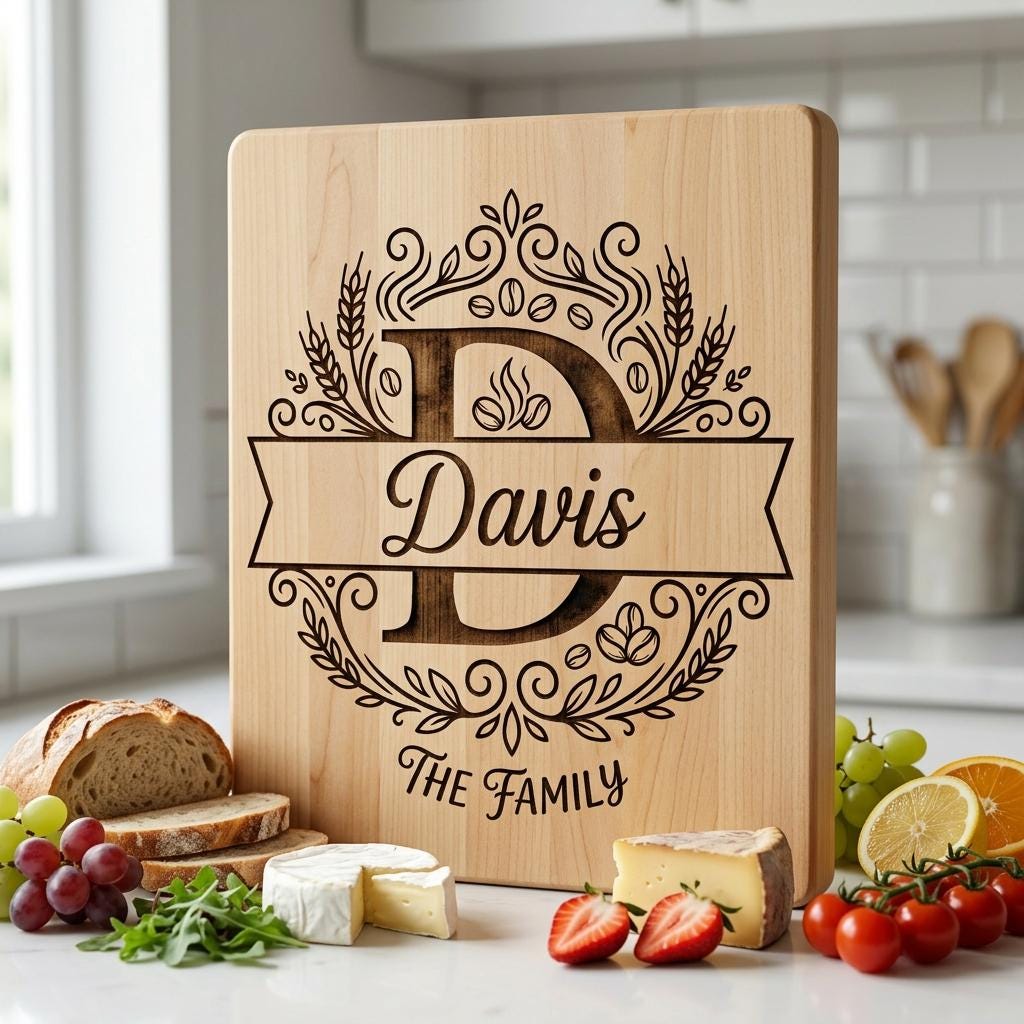 Alphabet Monogram Engraving Pack, Custom Family Name Logo for Serving Boards