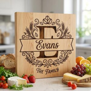 Alphabet Monogram Engraving Pack, Custom Family Name Logo for Serving Boards