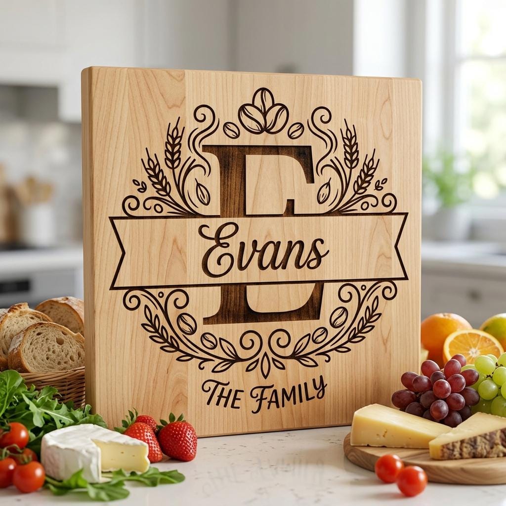 Alphabet Monogram Engraving Pack, Custom Family Name Logo for Serving Boards