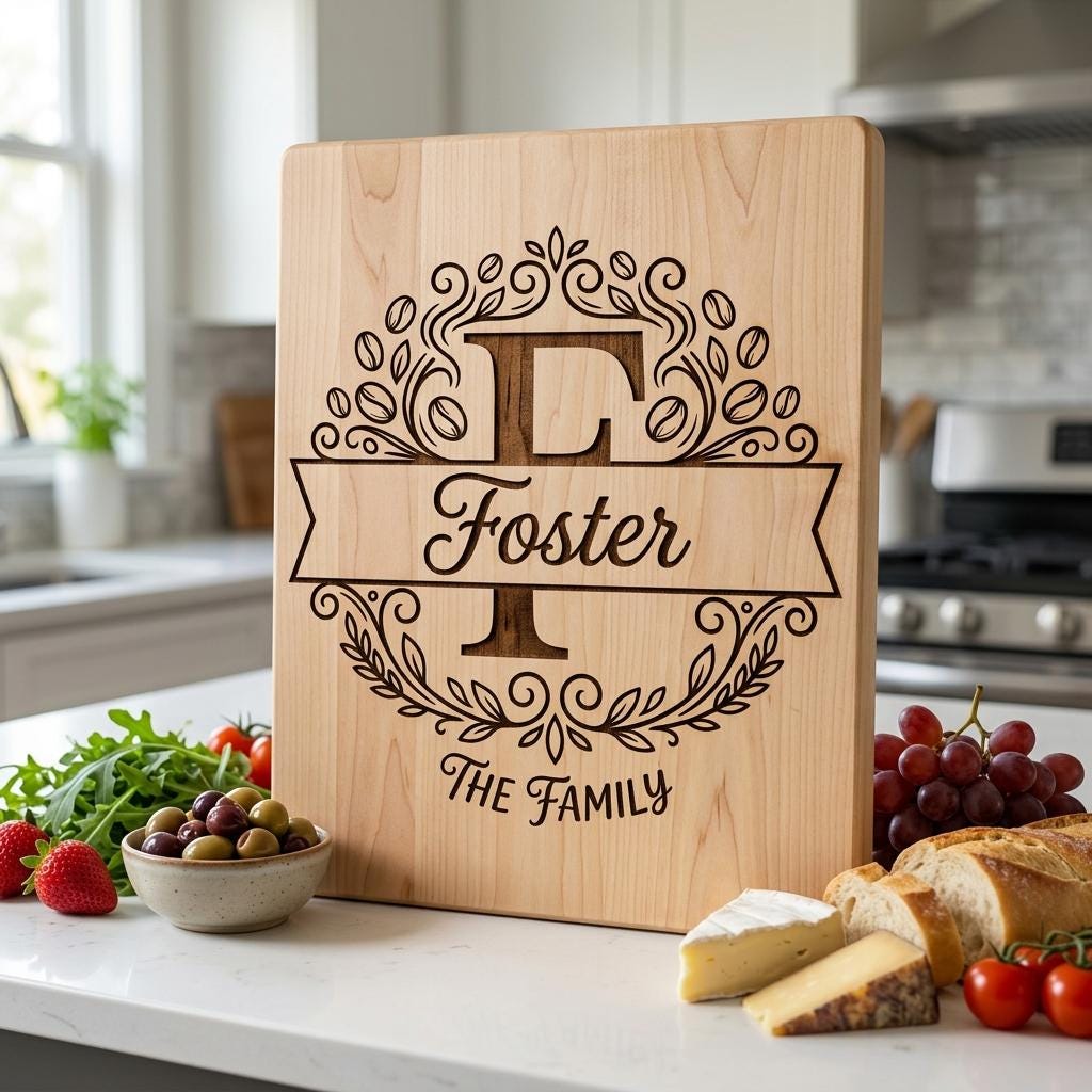 Alphabet Monogram Engraving Pack, Custom Family Name Logo for Serving Boards