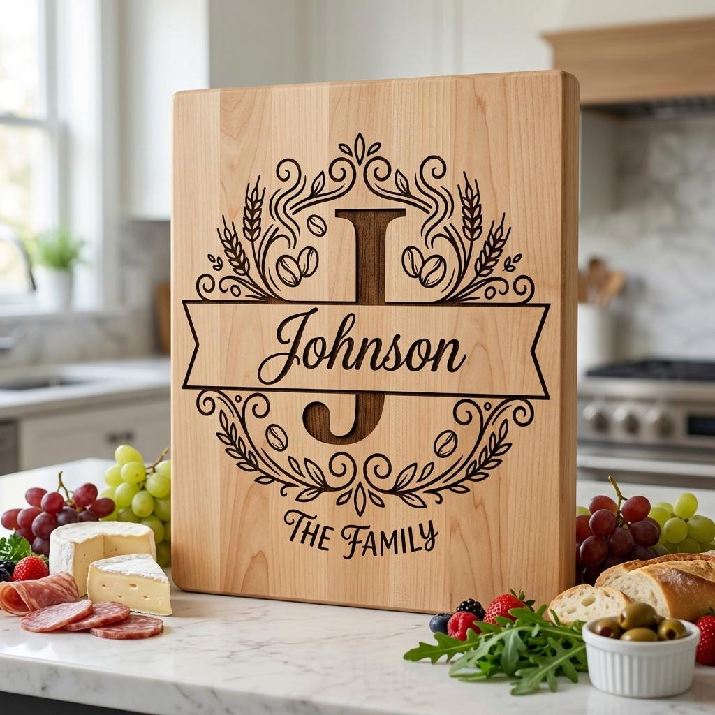 Alphabet Monogram Engraving Pack, Custom Family Name Logo for Serving Boards
