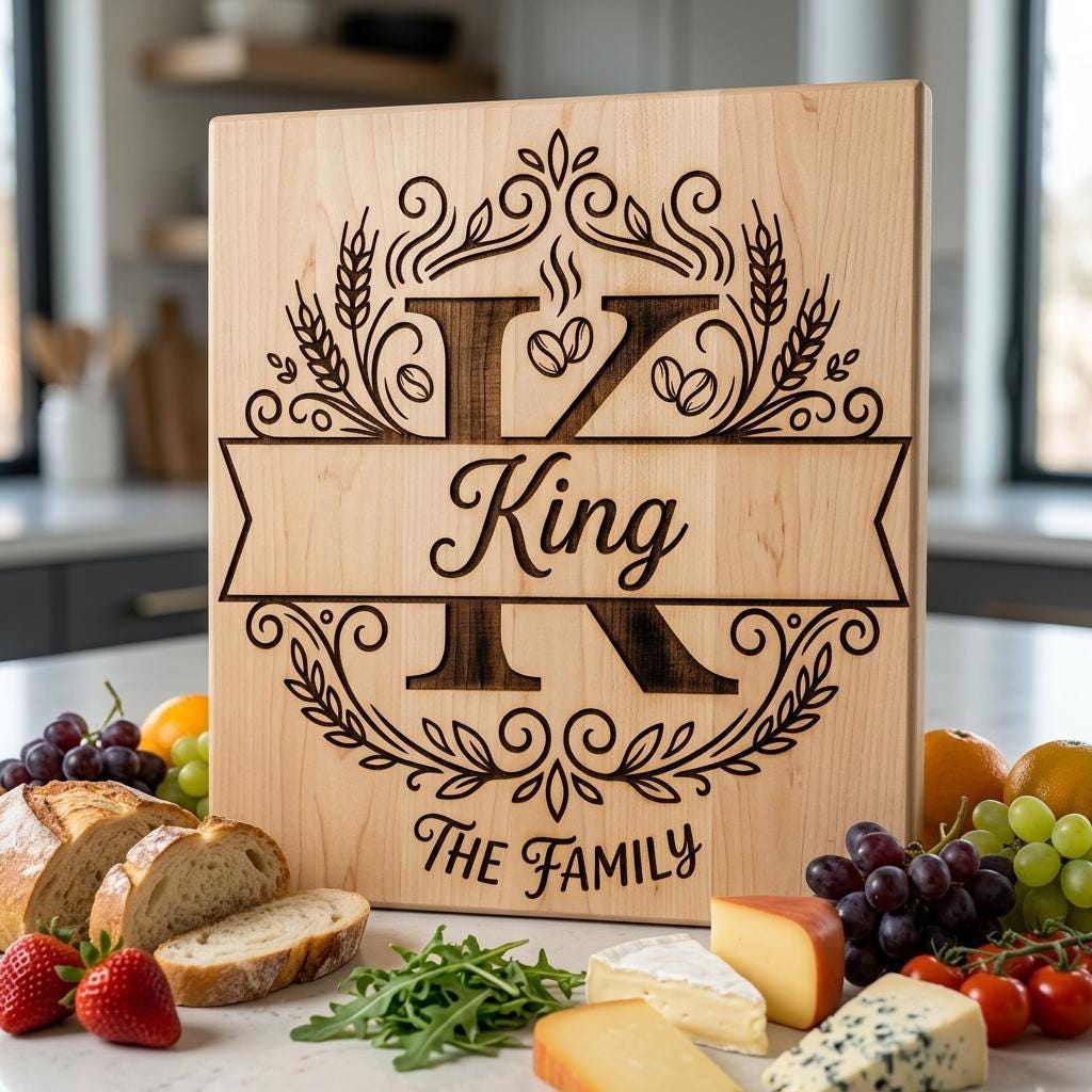 Alphabet Monogram Engraving Pack, Custom Family Name Logo for Serving Boards