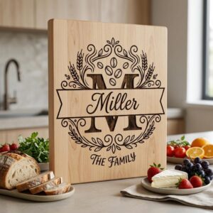 Alphabet Monogram Engraving Pack, Custom Family Name Logo for Serving Boards