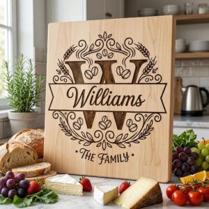 Alphabet Monogram Engraving Pack, Custom Family Name Logo for Serving Boards