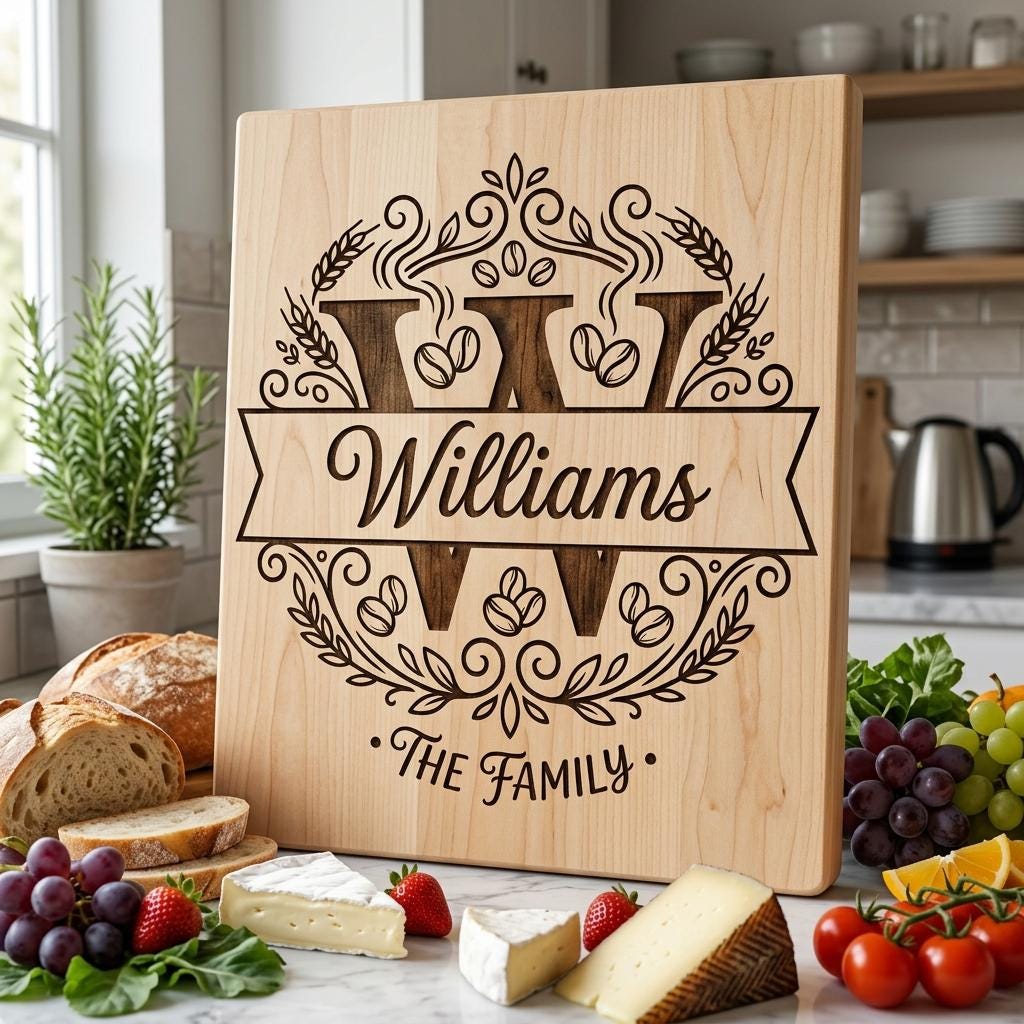 Alphabet Monogram Engraving Pack, Custom Family Name Logo for Serving Boards