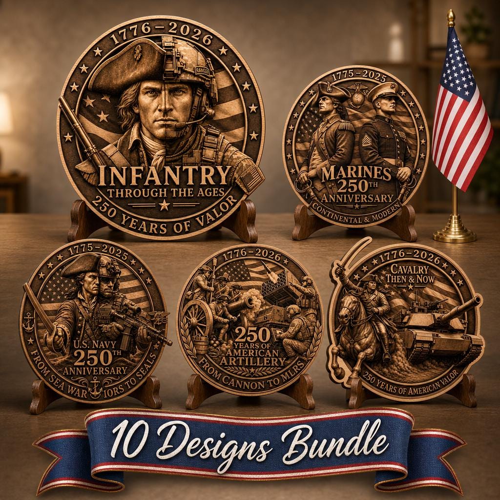 American Warrior 3D Illusion Laser Engraving, USA 250th Anniversary CNC File